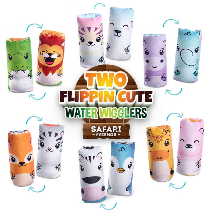 Top Trenz Inc - Vente Fidget/jouet anti-stress – enfant - Two Flippin' Cute - Peluche Water Wigglers Safari Friends Modifier
