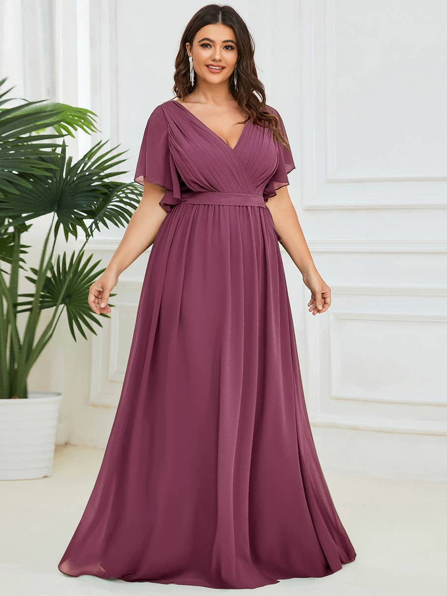 Ever-Pretty - Vente Robe – femme - Robes de soirée à volants à manches courtes exclusives B2B23