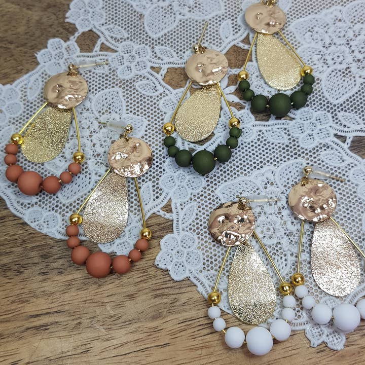 Morgane Khaki Earrings for wholesale by Lili Jolie