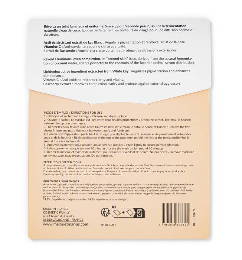 Malou & Marius - Wholesale Skincare Face Mask - Bio-cellulose face masks Radiance & Purity1
