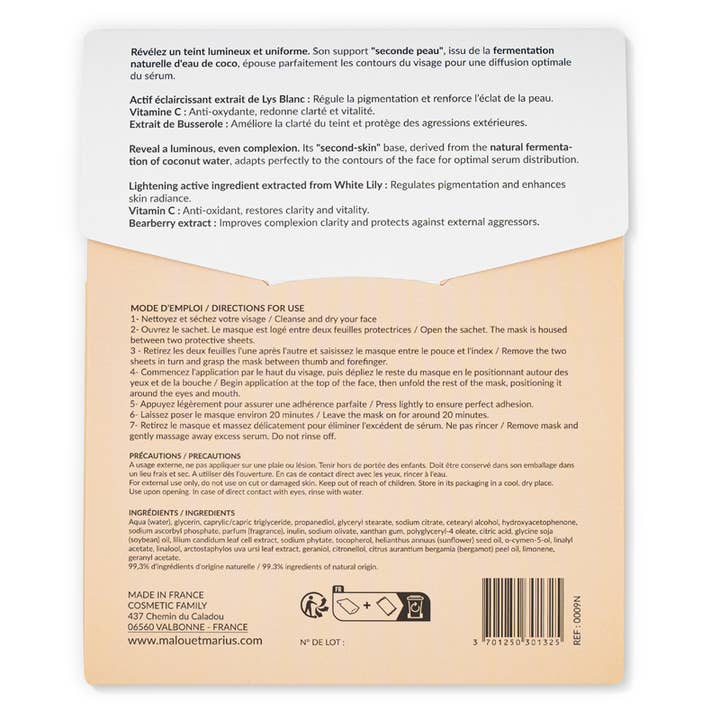 Malou & Marius - Wholesale Skincare Face Mask - Bio-cellulose face masks Radiance & Purity1
