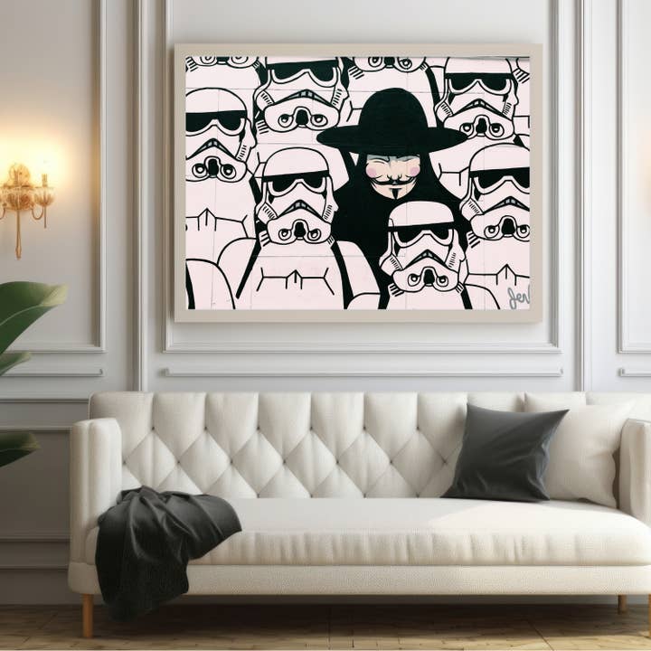 Masked Figure Art Print: Modern Pop Wall Decor for wholesale by Printmast Canvas Studio