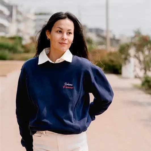 Pregnancy and Nursing Sweatshirt "Crème d'Amour" (Navy) and other Purchase Wholesale umstandsmode. Free Returns & Net 60 Terms on Faire trending on Faire.