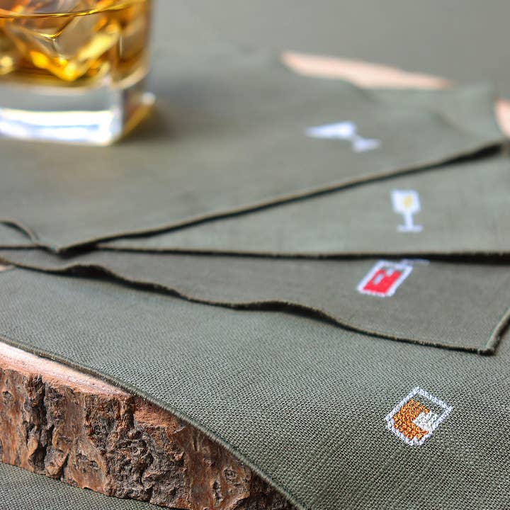 Giardino Segreto - Wholesale Dinner & Cloth Napkin - Pure linen cocktail napkin DRINK0