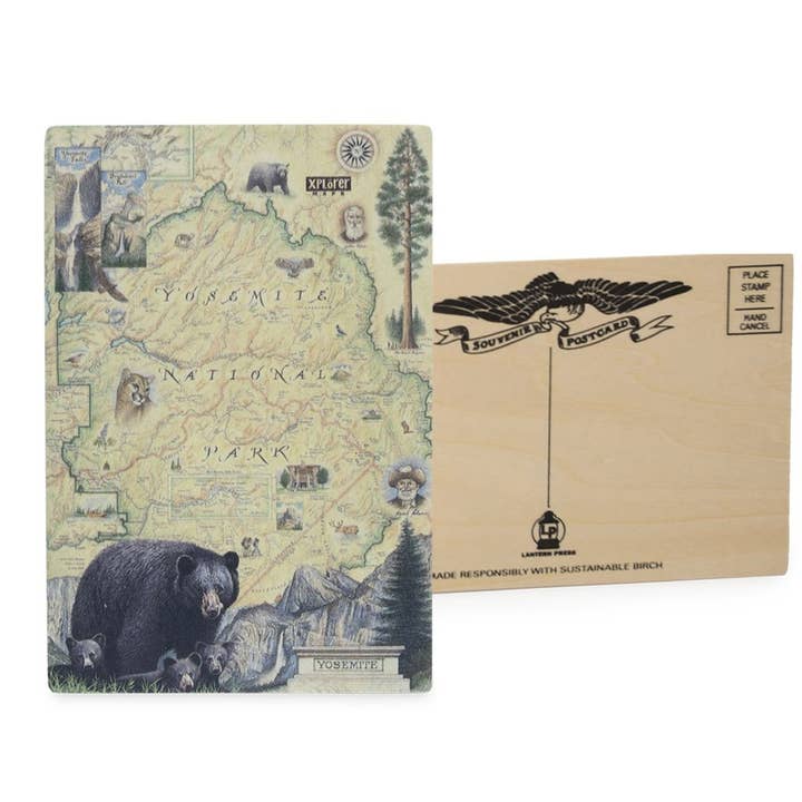 Carte postale en bois du parc national de Yosemite pour la vente par XPLORER MAPS