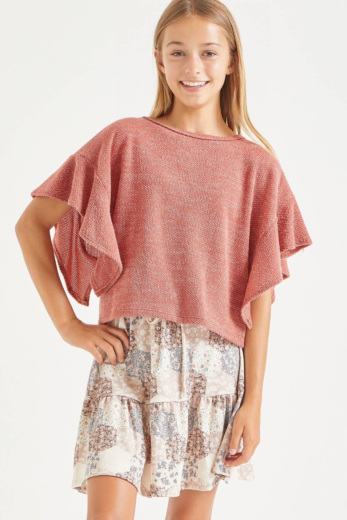 Good Girl - Vendita all'ingrosso Maglione tricot - Bambini - Maglione con volant pullover cropped in maglia grossa1