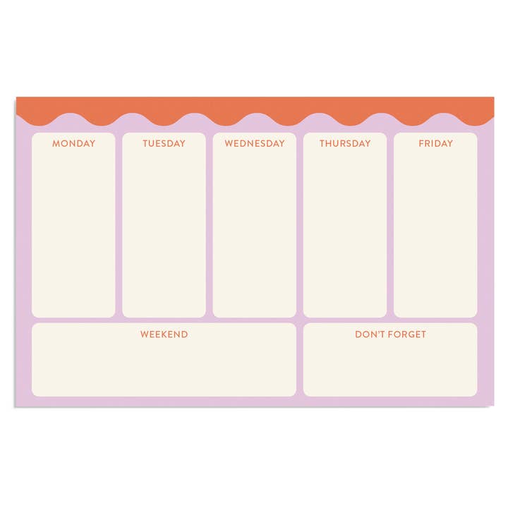 Weekly Notepad: Wavy Lilac + Orange for wholesale by The Paper + Craft Pantry