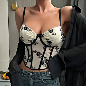 Lace Bustier Corset Top in Mono Patches