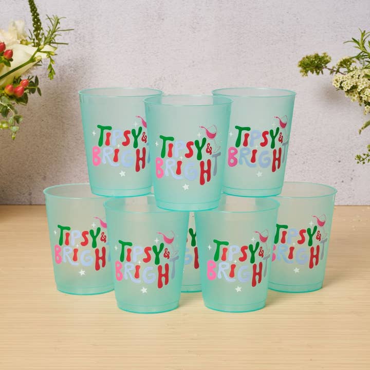 Sophistiplate - Wholesale Disposable cup - Christmas Cocktail Frost Flex Cups/8pk - Tipsy & Bright3
