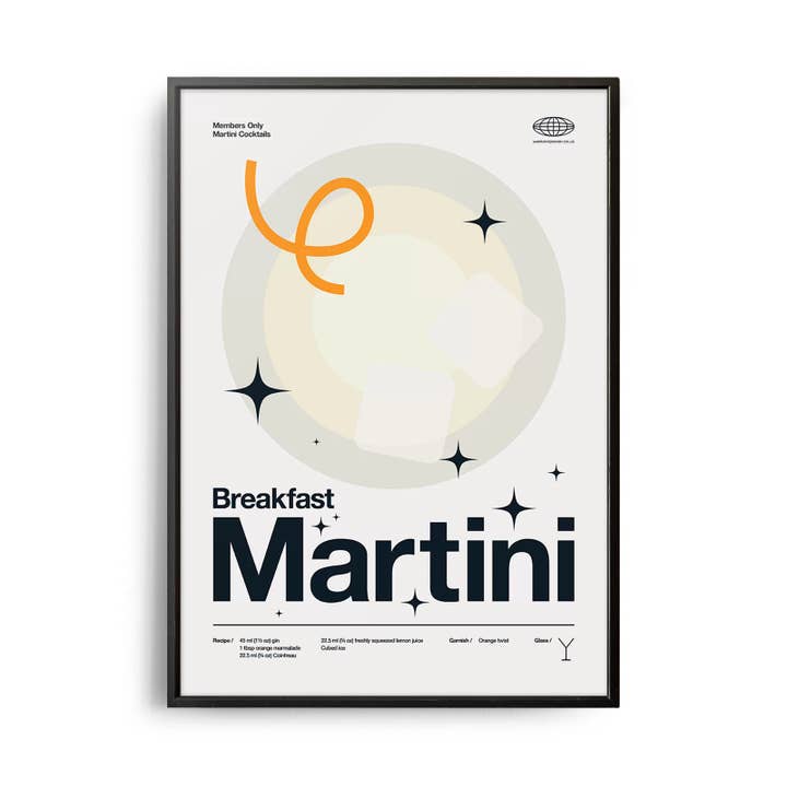Póster de Cóctel Martini de Desayuno de Estilo Moderno de Mediados de Siglo para venta al por mayor de Weekend Concept