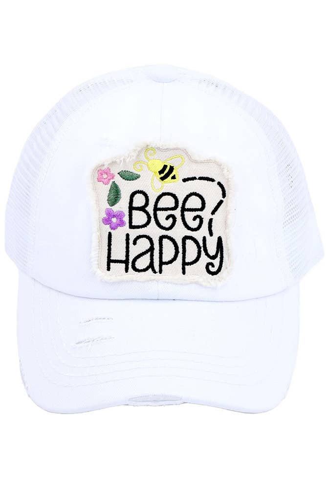 Hana - Wholesale Paardenstaartpet - Dames - C.C BEE HAPPY Patch noodlijdende vintage ponypet4