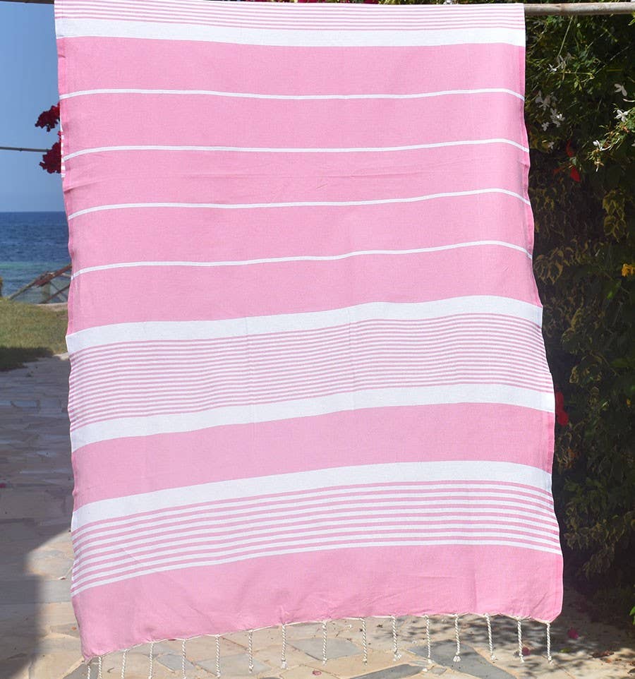 Fouta Tunisia - Vente Serviette de plage - Fouta arthur couleur rose clair0