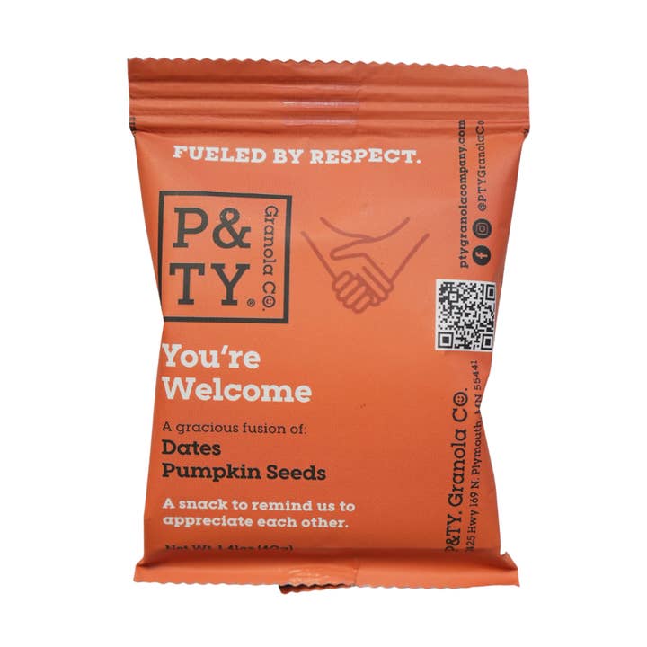 You're Welcome Granola Bar: Dates, Pumpkin Seeds for wholesale by P&TY Granola Co.