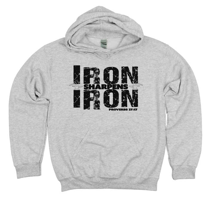 Love Ann Joy Apparel, LLC - Wholesale Hoodie - Men's - Iron Sharpens Iron Hooded Bible Verse Christian Sweatshirt1