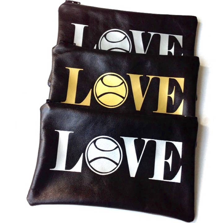 Tennis Love All Leather Makeup Bag | Pouch for wholesale by Bambina di Cioccolato