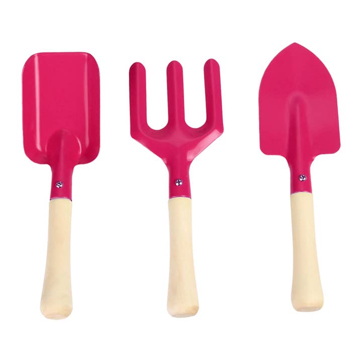 Esschert Design USA - Wholesale Toy Set - Kids - Children's 3 Pc Hand Tools, Metal, Green/Orange/Pink/Blue6