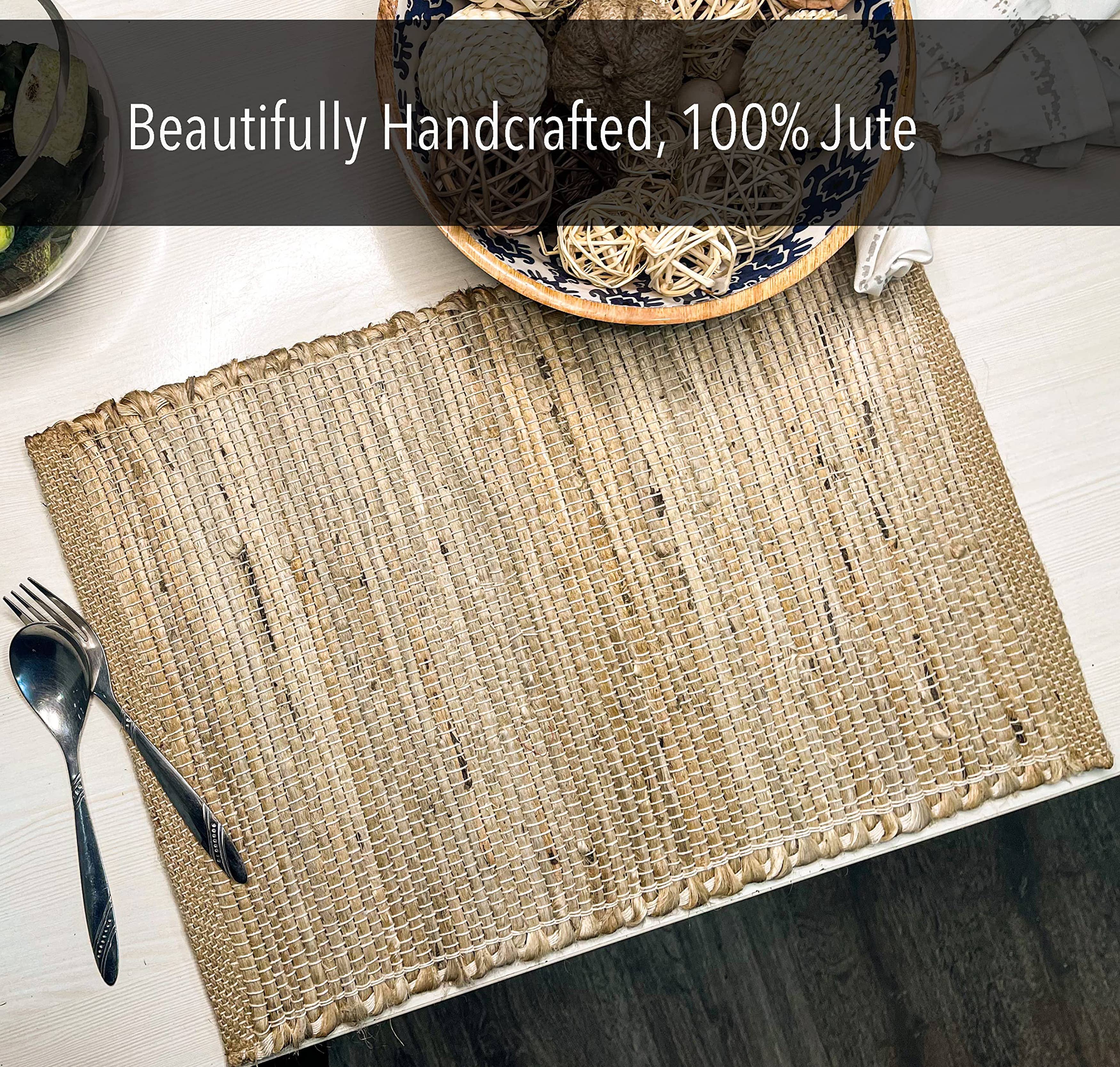NATURLIG JUTE Sæt med 4 bordskånere af jute og hamp, 33x48 cm for engroshandel på Faire3