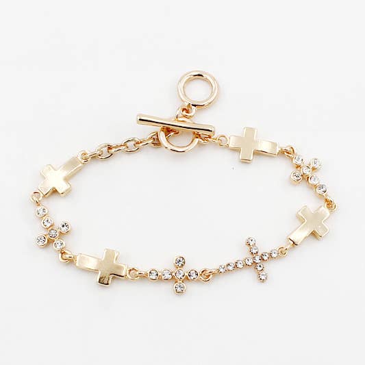 B25189 Armband mit Kreuzverbindung, verziert mit Glaskristallen für den Großhandel von Pretty Persuasions