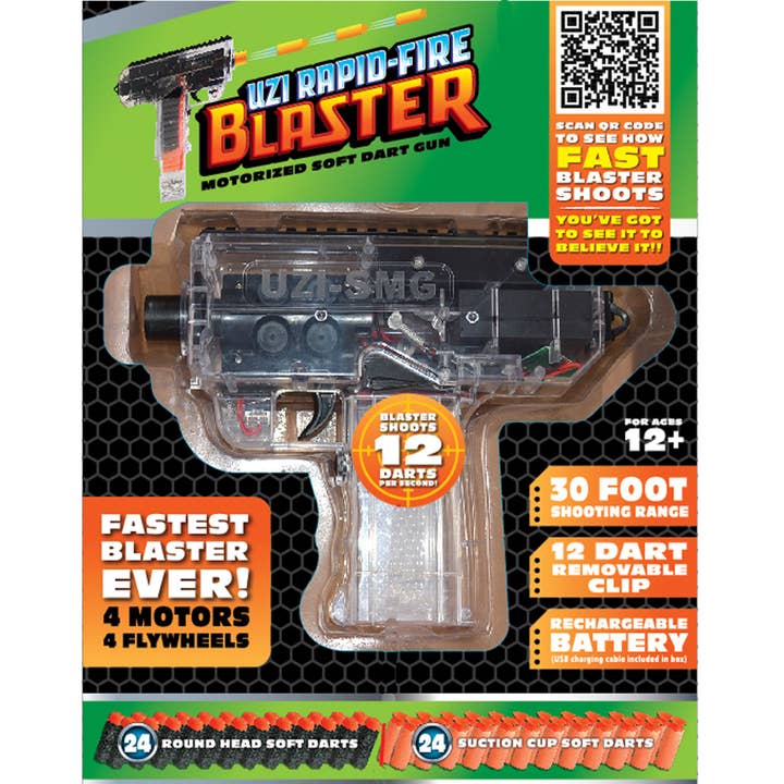 Novelty Brands - Wholesale Classic Toy - Kids - Uzi Rapid Fire Soft Dart Gun with Darts Boxed - 6/Display2