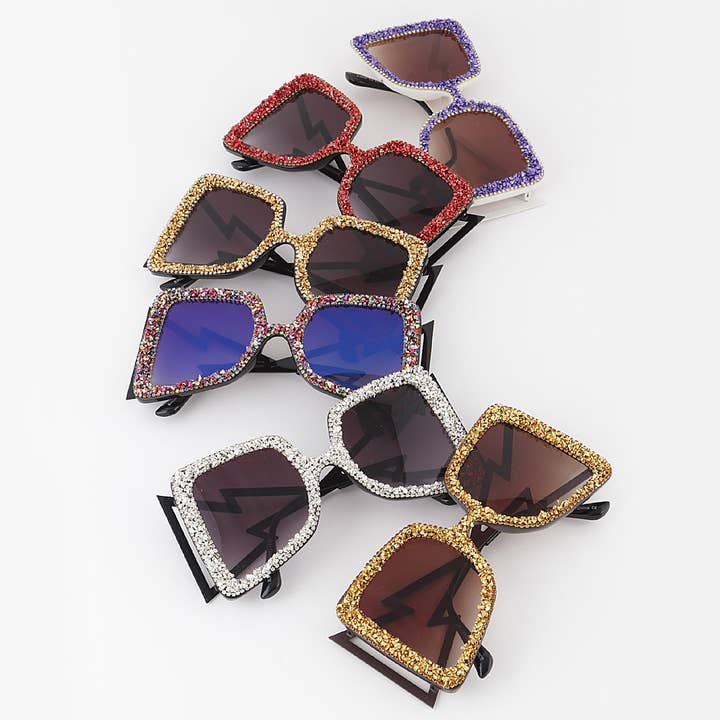 Multicolor Gafas de sol extragrande deslumbradas Lightning Bolt de venta al por mayor en Faire