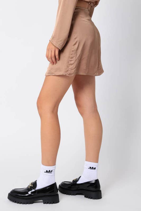 Olivaceous – Saia - Mulher por atacado – Mini saia de cetim3