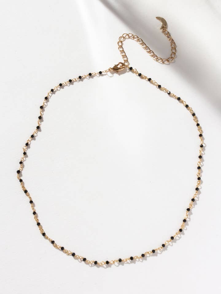 Collier de tous les jours drapé de pierres précieuses - Onyx noir pour la vente par Luna Norte