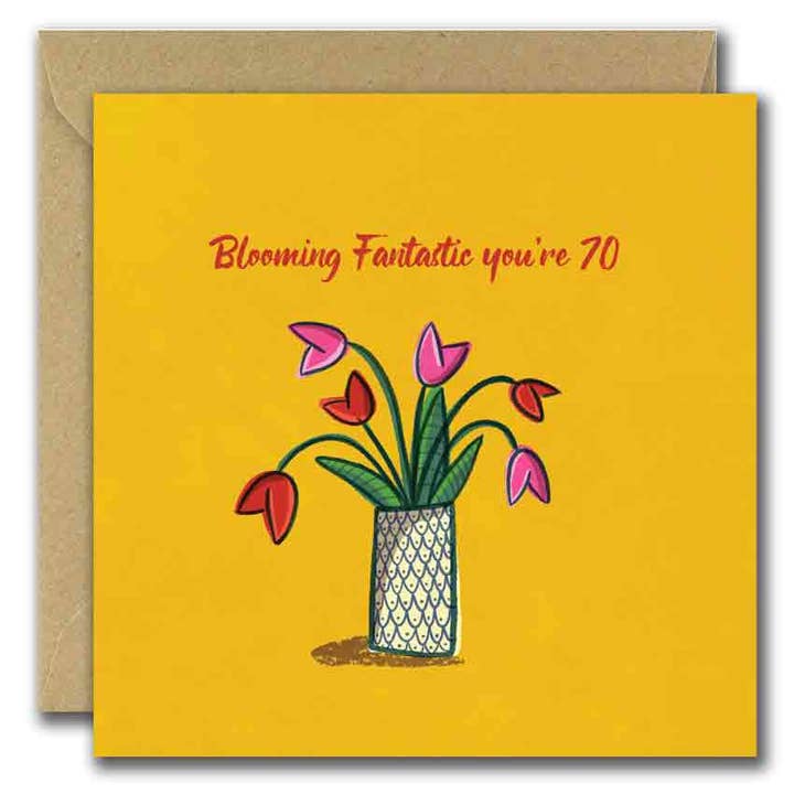 Biglietto d'auguri per il 70° compleanno Blooming fantastic you're 70 per la vendita all'ingrosso da parte di She Designs He Prints