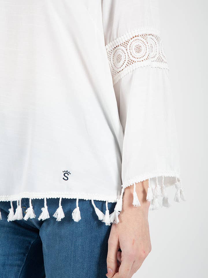 BIANCO Blusa con ricamo in vendita all'ingrosso su Faire3