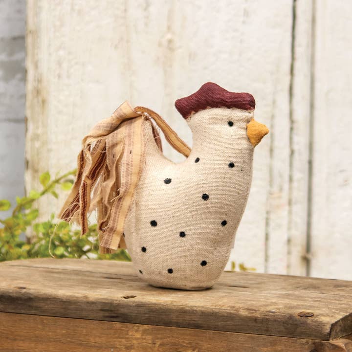 The Hearthside Collection – wholesale Decorative tabletop object – Stuffed Polka Dot Chicken Doll Sitter