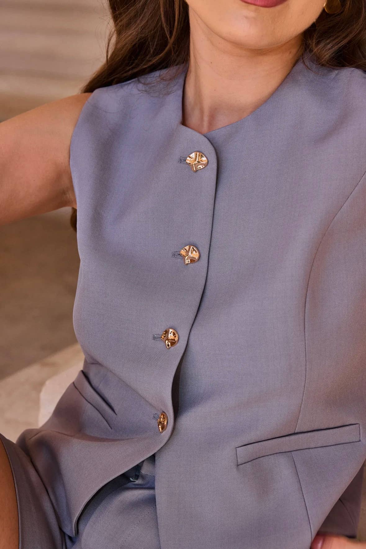 Frime - Wholesale Suit Vest - Women's - Sleeveless vest with golden buttons - 31156