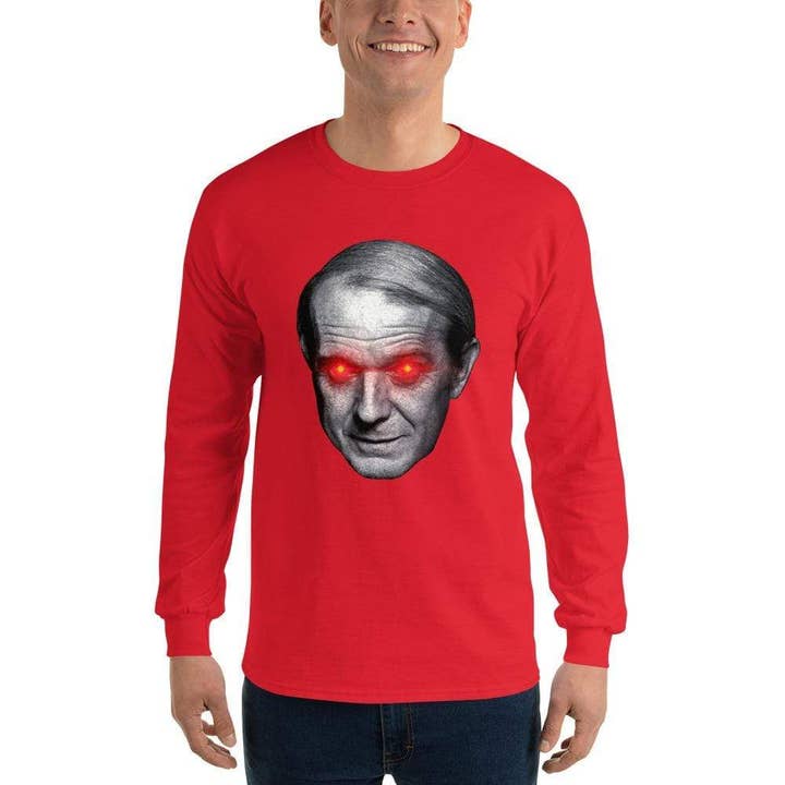 The Philosopher's Shirt - Wholesale Screen Printed T-Shirt - Men's - Gilles Deleuze with Laser Eyes - Long-Sleeved Shirt