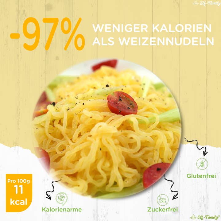 Missathome GmbH - Wholesale Pasta - Elf-Family Shirataki Nudeln mit Kurkuma| Low Carb/Keto/Instant Konjak Nudeln/ Gesunde Rezepte für 1 Woche