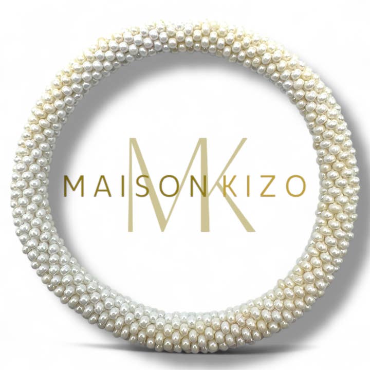 MAISON KIZO - Wholesale Beaded Bracelet - Nepalese Bracelet A02 – White & Cream Beads