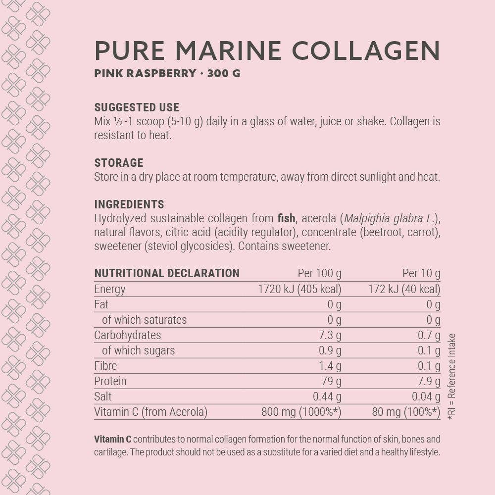 Plent Beauty Care - Wholesale Powdered Health Drink - PURE MARINE COLLAGEN +C - Pink Raspberry - 300g4