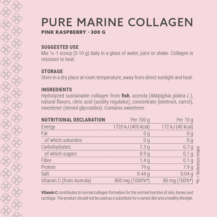 Plent Beauty Care - Wholesale Powdered Health Drink - PURE MARINE COLLAGEN +C - Pink Raspberry - 300g4
