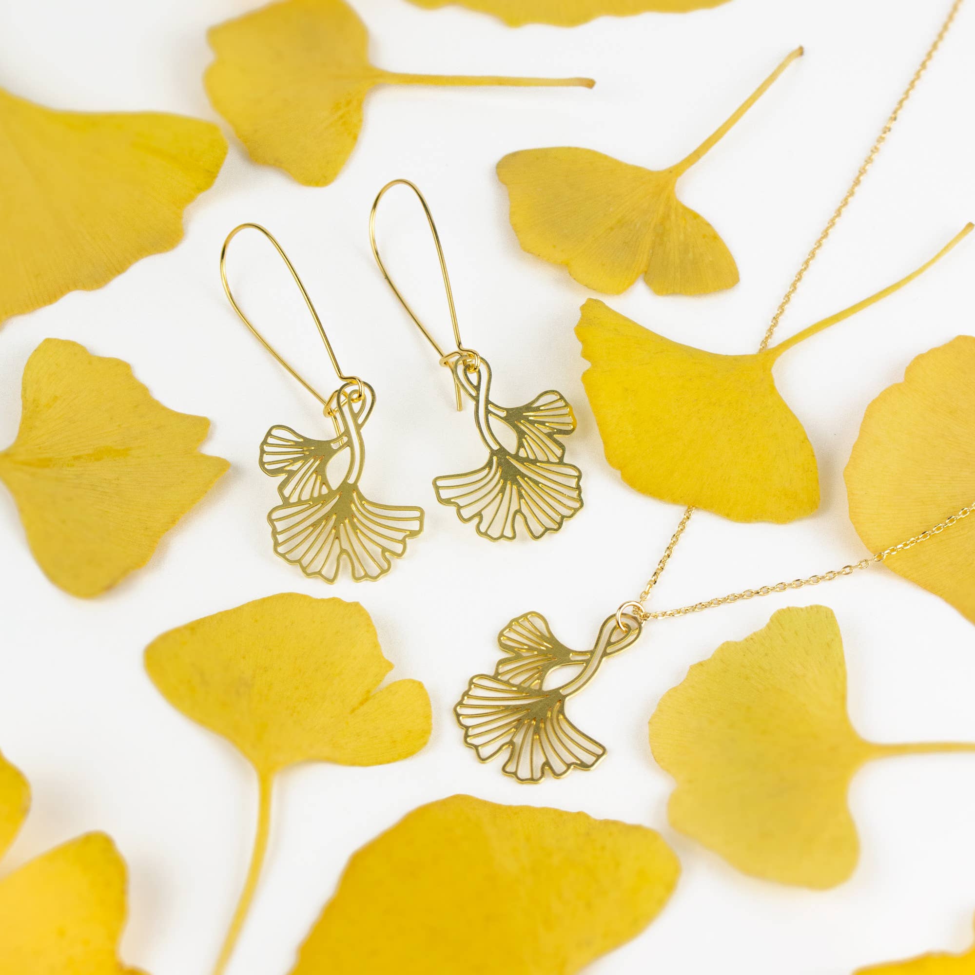 A Tea Leaf Jewelry - Wholesale Dangle Earrings - Ginkgo Leaves Earrings5