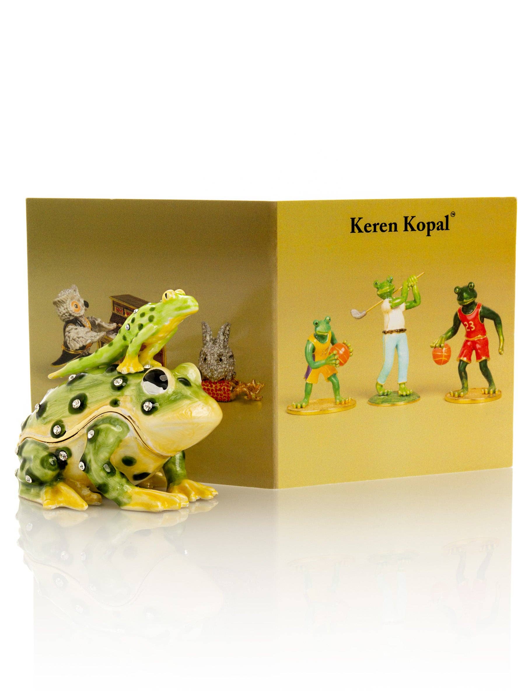 Keren Kopal – wholesale Decorative figurine – Black Spotted Toad Frog with a Baby Frog on the back20