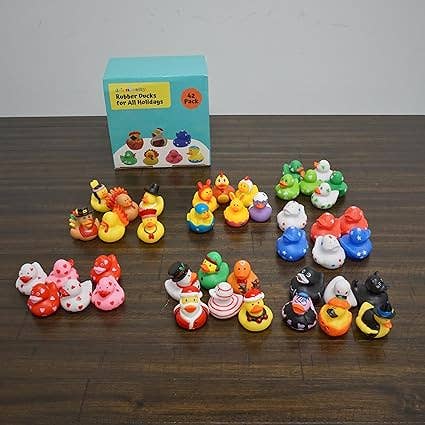 4E's Novelty - Wholesale Bath Toy - Baby - All Holidays Rubber Ducks in Bulk Pack of 42 - Includes Thanksgiving, Christmas, Valentines & More Rubber Duckies, Bath Toys for Kids Boys & Girls, Advent Gift, Jeep Ducking, Ducks for Each Season7