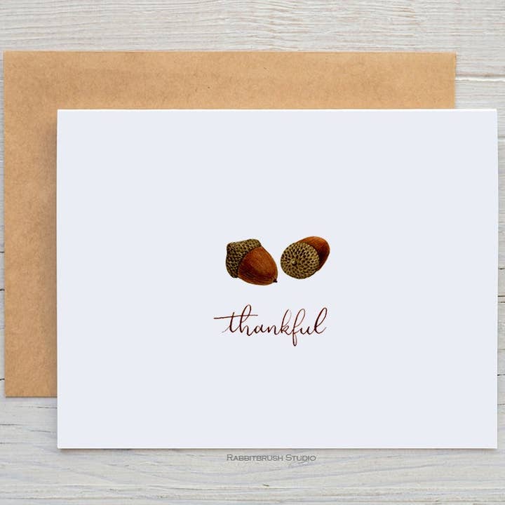 Acorn Thankful Card per la vendita all'ingrosso da parte di Rabbitbrush Studio