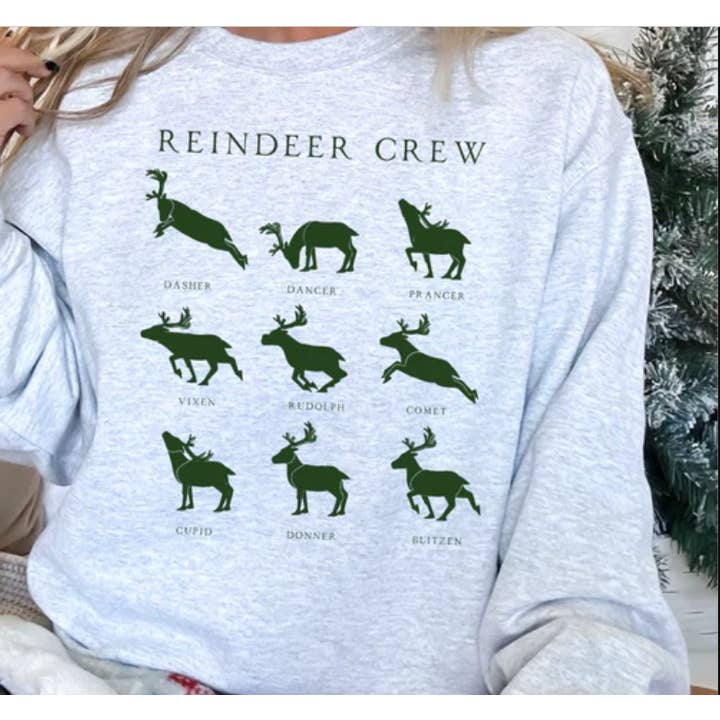 Reindeer Crew Christmas Sweatshirt eller Tee for engroshandel hos Ashton Grove Ltd Co