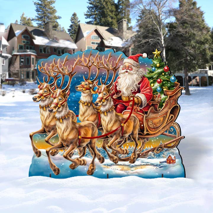 Designocracy - Wholesale Outdoor Ornament/Decor - Santa in Sleigh Outdoor Decor by G. Debrekht | Christmas San2