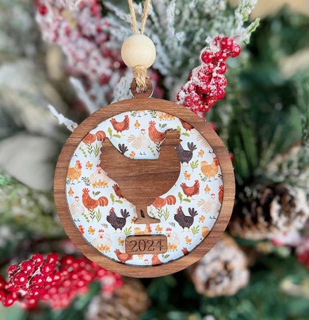SHY Designs, LLC - Wholesale Ornament - Chicken Christmas Ornament - Farm Theme Tree Ornament3