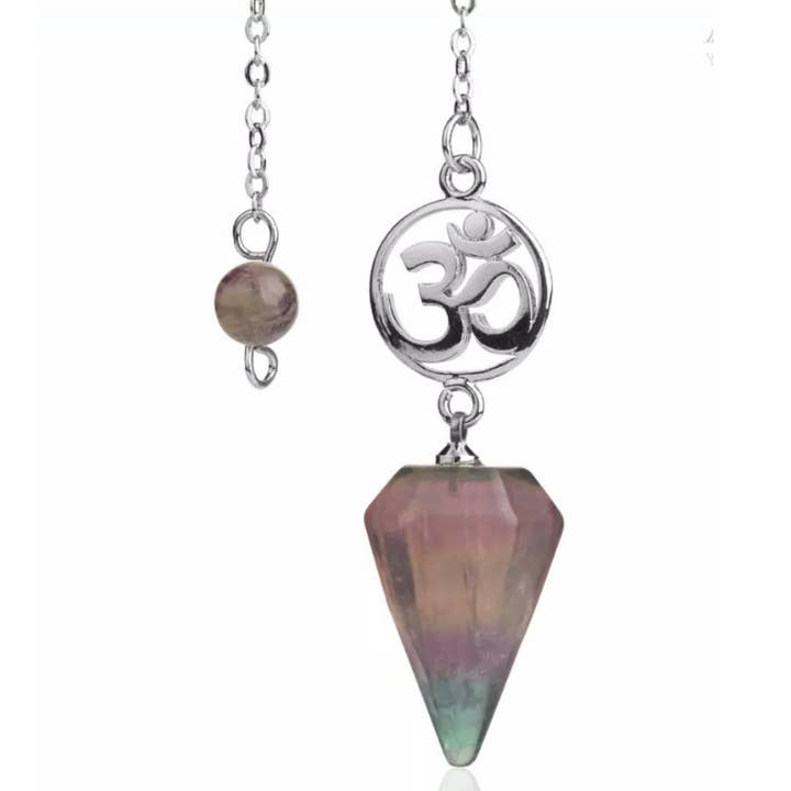 Rainbow Fluorite Silver Pendulum for Spiritual Energy for wholesale by Moon Child