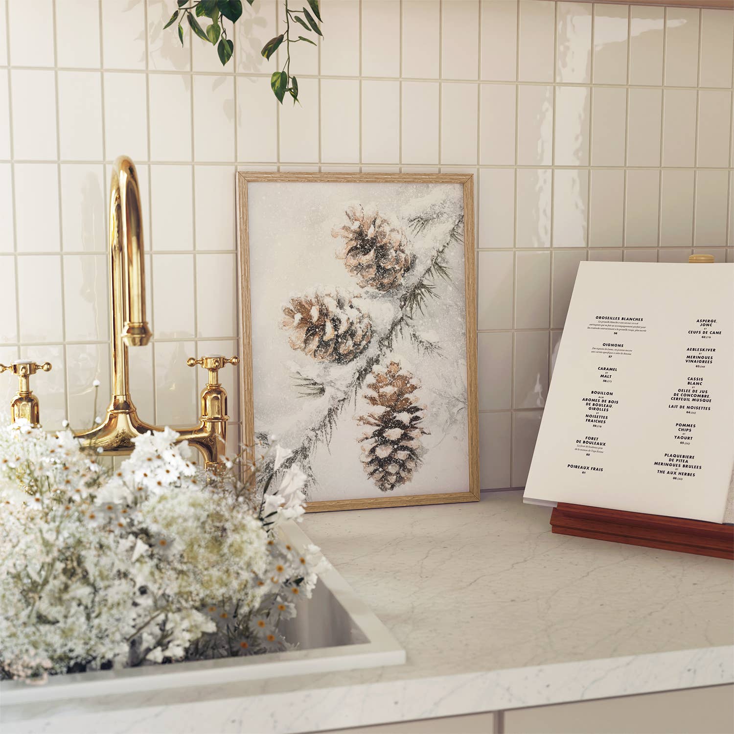 Porter Lane Home – wholesale Art print – Winter Pinecone Art Print1