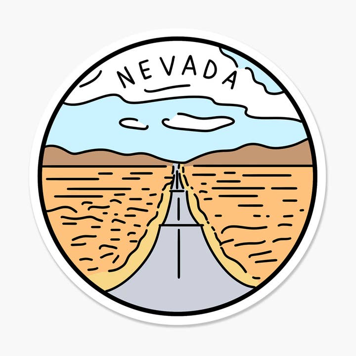 Nevada Illustreret amerikanske stat - rejse klistermærke for engroshandel hos Footnotes