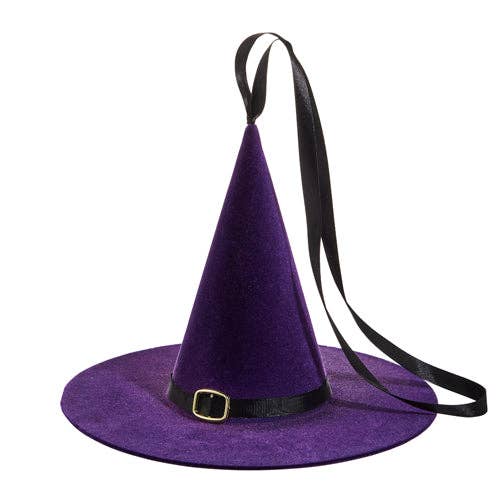 10" PURPLE FLOCKED WITCH HAT for wholesale by Dunn Deals
