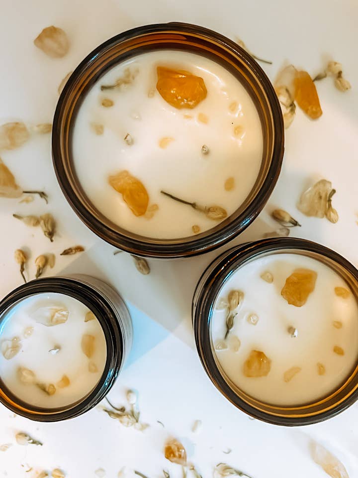 Sweet Jasmine 16oz Citrine Crystal Candle for wholesale by CandleTherapy