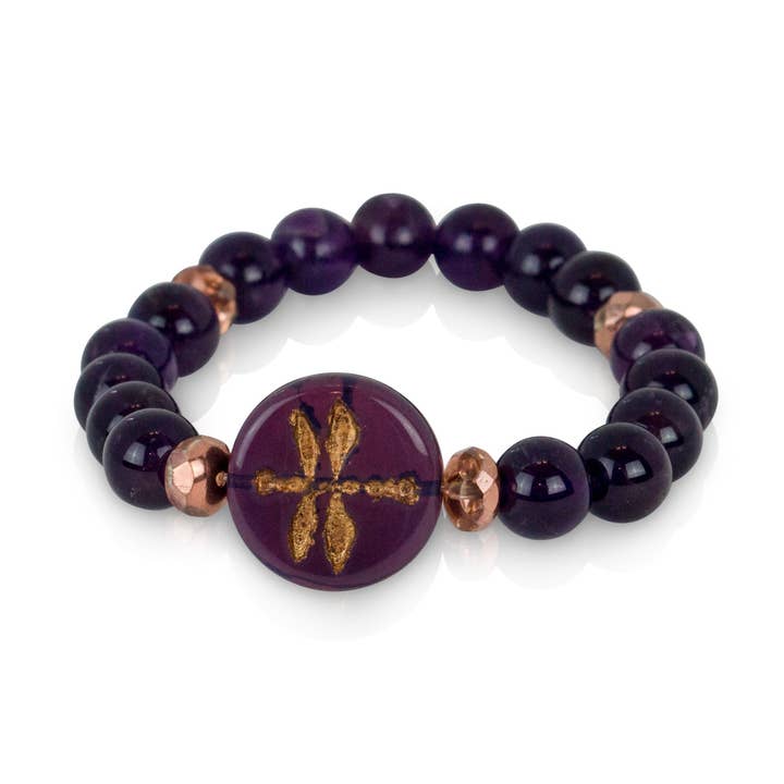 Amethyst Dragonfly Bracelet for wholesale by Sacred Celebrations
