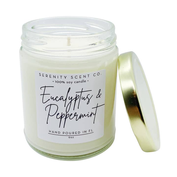 Eukalyptus & Pfefferminzkerze | Aromatherapie-Soja-Kerze für den Großhandel von Serenity Scent Co