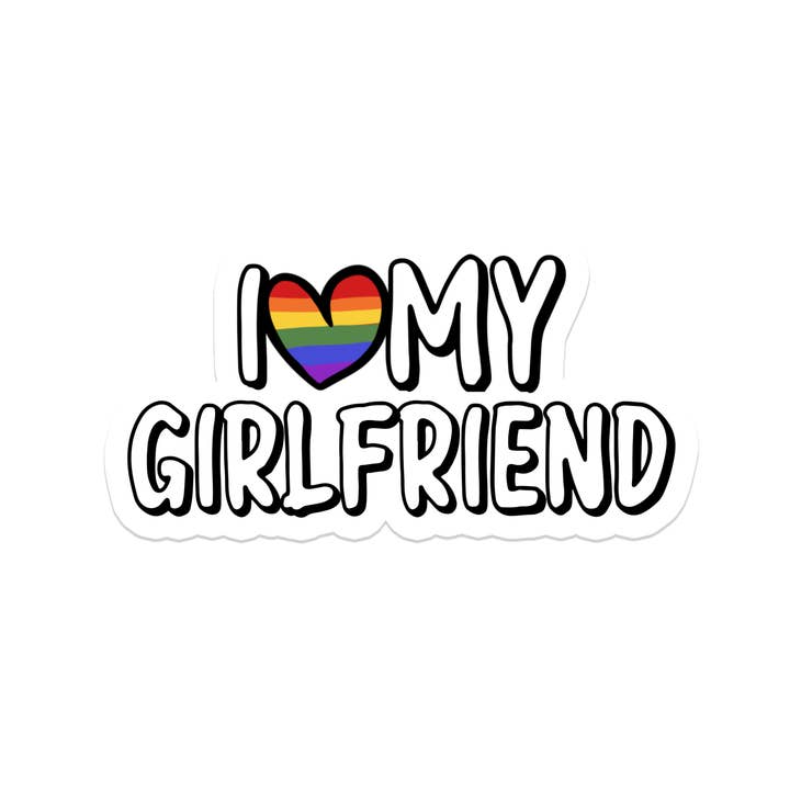 I Heart My Girlfriend LGBTQ+ Decal Waterproof Laptop Sticker for wholesale by Rebel and Siren Stickers